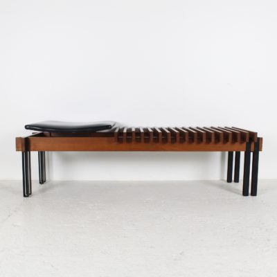 Vintage bench in teak and black metal, Italian design 1960, by Inge and Luciano Rubino, Apec edition.