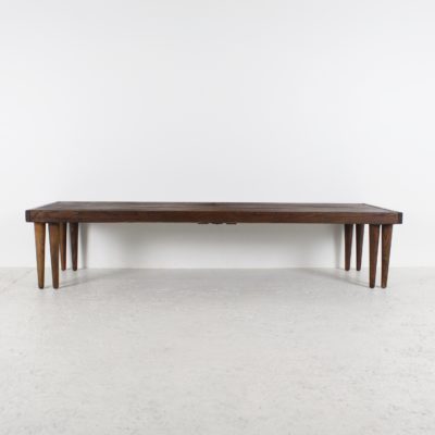 Vintage 1960s walnut extendable bench by John Keal for Brown Saltman.