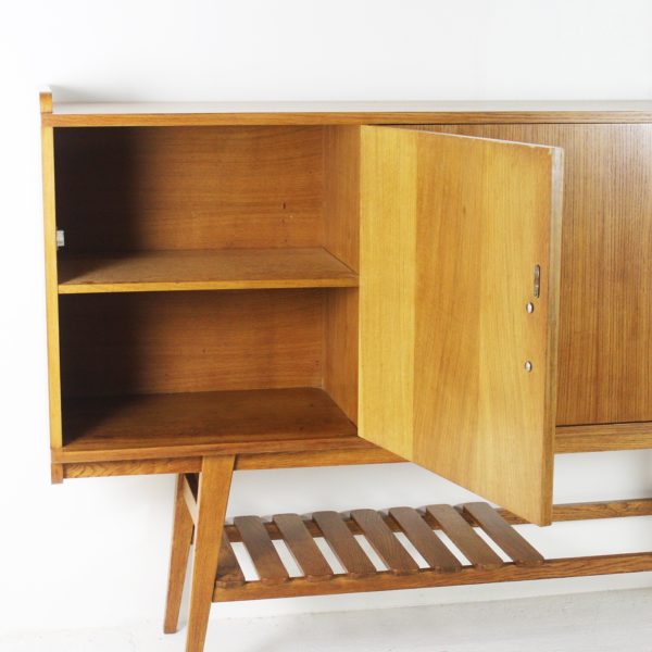 Buffet haut vintage en chêne 1950, de René Jean Caillette pour Charron.