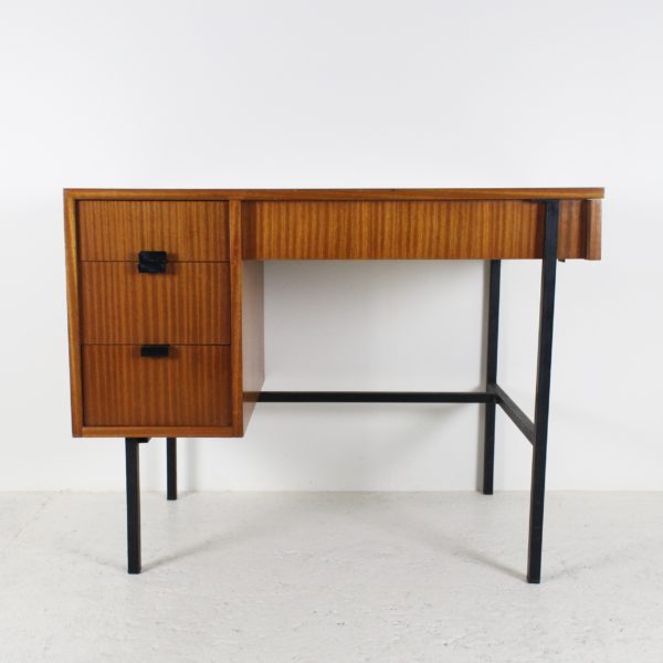 Bureau vintage 1950 en acajou, de Jacques Hitier, édité par Multiplex.