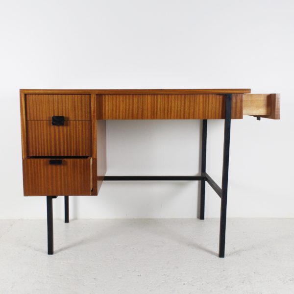 Bureau vintage 1950 en acajou, de Jacques Hitier, édité par Multiplex.