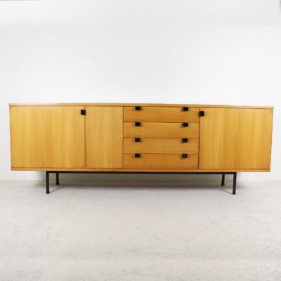 Vintage sideboard in cherry wood 1950, by Alain Richard, published by Meubles TV.