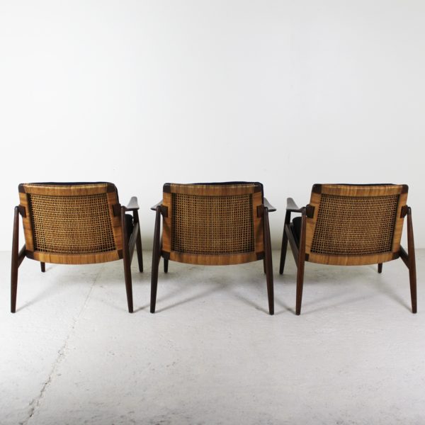 Vintage &quot;Easy Chair&quot; 1950, teak wood and cane back, by Hartmut Lohmeyer, published by Wilkhahn.