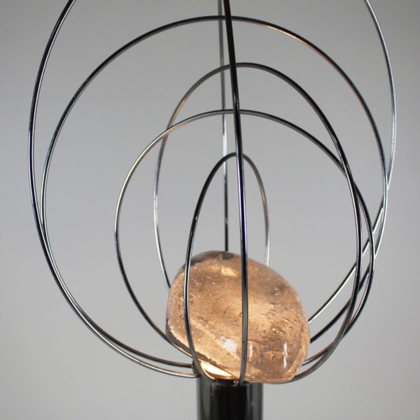 Lampadaire vintage 1970 d'Angelo Brotto, édité par Esperia, en métal chromé et verre de Murano.