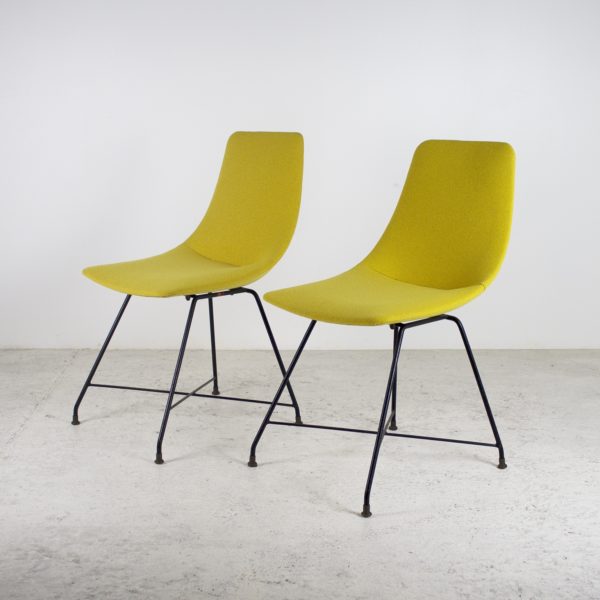 Paire de chaises jaunes d'Augusto Bozzi pour Fratelli Saporiti, 1956