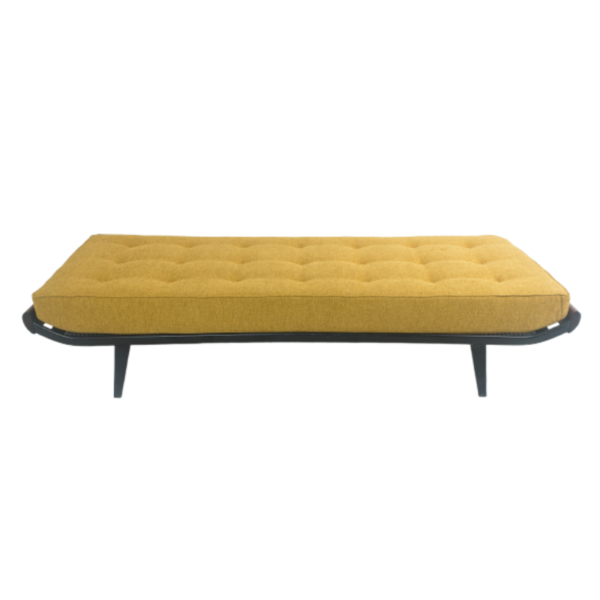 Lit de repos vintage, modèle "Cleopatra", de Dick Cordemeyer pour Auping au Pays Bas, réalisé dans les années 50. Structure en métal et bois, matelas en mousse et tissu .