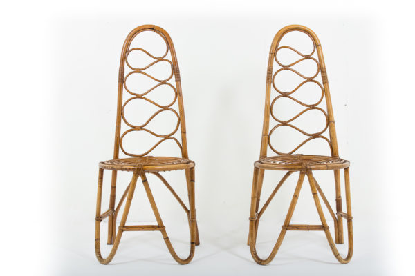 chaises vintage en bambou, édition Vittorio Bonacina dans les années 60.