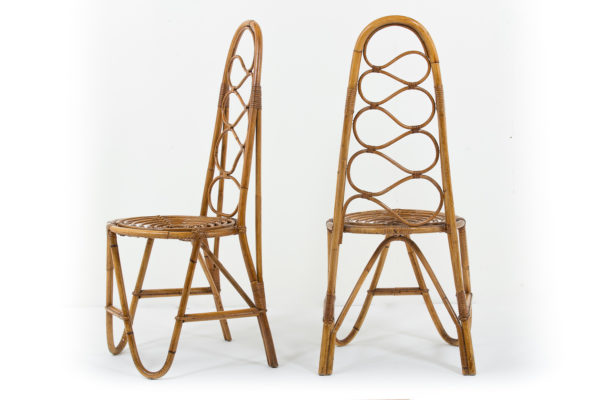 chaises vintage en bambou, édition Vittorio Bonacina dans les années 60.