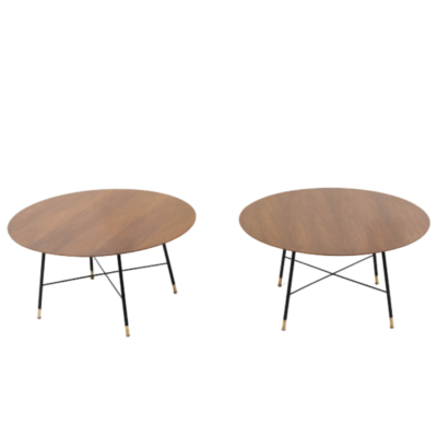Vintage 50&#039;s tables by Ico Parisi for Cassina in walnut, black lacquered metal and brass