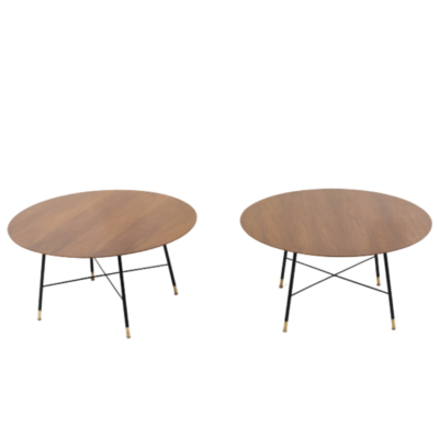 tables vintage des années 50, d'Ico Parisi pour Cassina en noyer, métal laqué noir et laiton