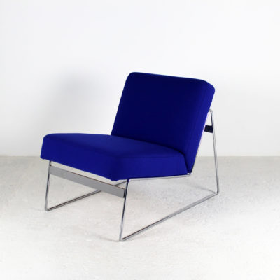 Retro 70's chrome metal armchairs with chrome metal frame and Kvadrat fabric seat.