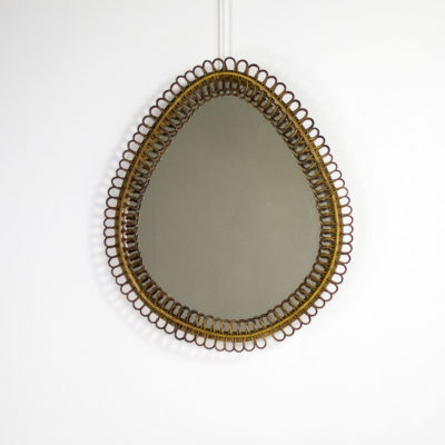 Miroir vintage en rotin des années 50, de Franco Albini.