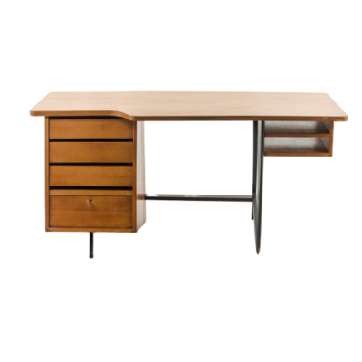 Vintage desk by Claude Vassal, in oak, published by Magasins Pilotes in the 1950s