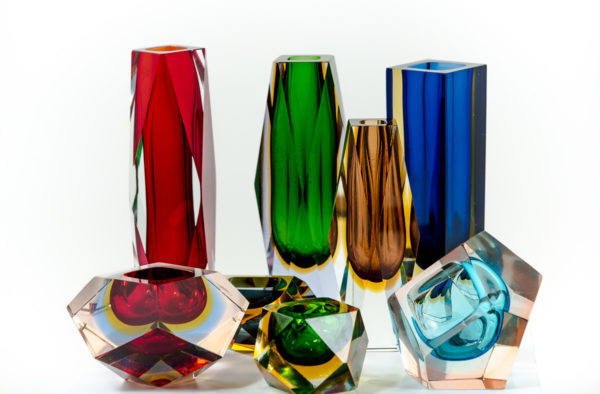 Cendriers et vases vintage en verre de Murano des années 50 attribués à Flavio Poli