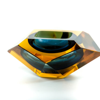 Vintage Sommerso ashtray in Murano glass from the 1950s attributed to Flavio Poli