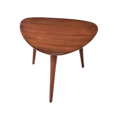 tabouret tripode, vintage en acajou de Pierre Cruège, édité par Formes dans les années 50.