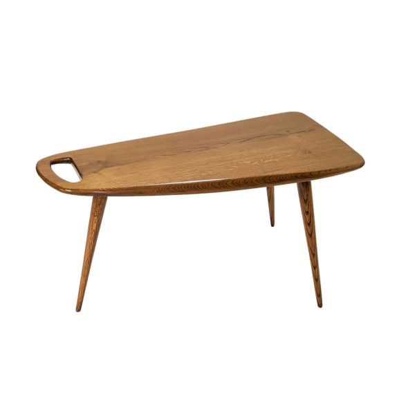 table basse vintage, de forme libre en chêne massif de Pierre Cruège, édition Formes dans les années 50.