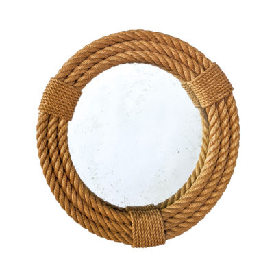 Round rope mirror with triple ropes, made in the 1950s