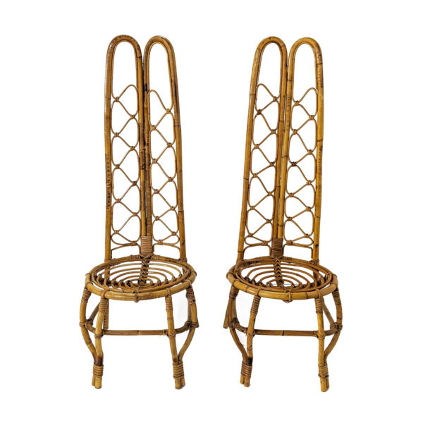 Paire de chaises vintage en bambou d'origine italienne des années 60