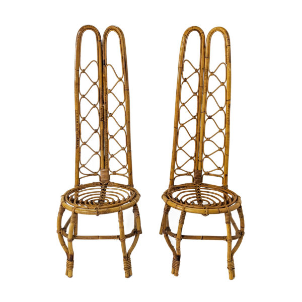 Paire de chaises vintage en bambou d'origine italienne des années 60