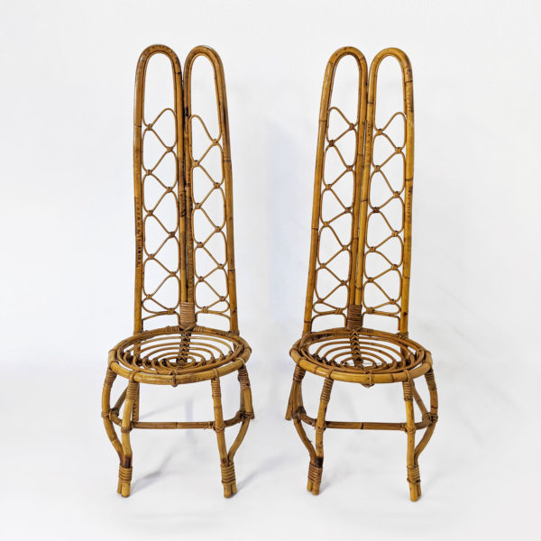 Paire de chaises vintage en bambou d'origine italienne des années 60