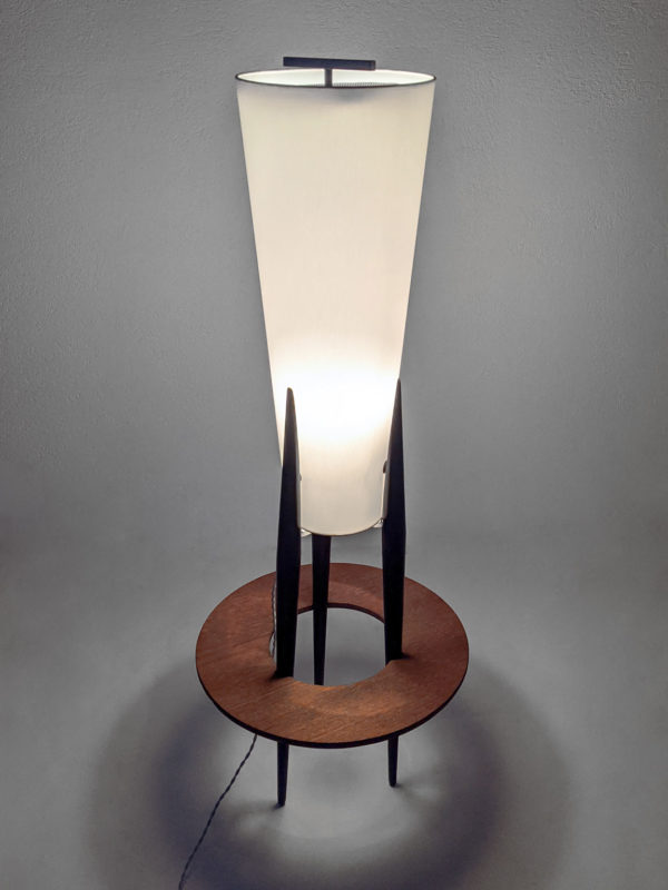 Lampadaire Rispal vintage en teck