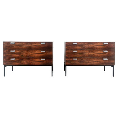 Pair of 60's vintage rosewood chests of drawers by André Monpoix