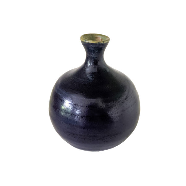 Vase boule vintage en céramique bleu de Biot, 1960