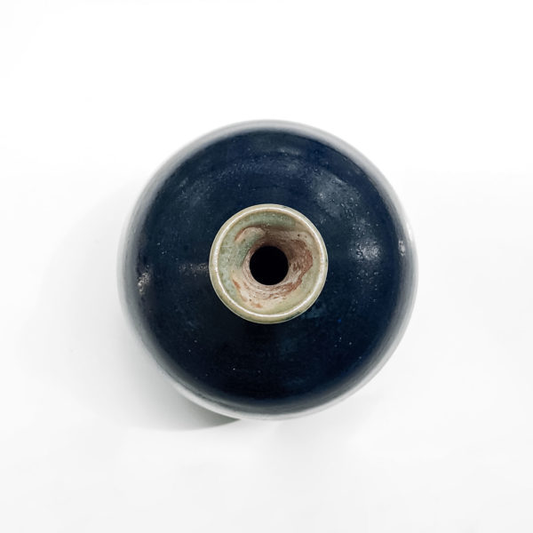 Vase boule vintage en céramique bleu de Biot, 1960