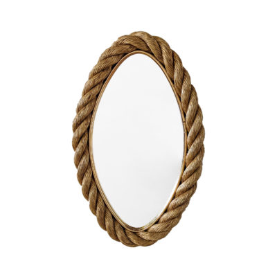Vintage oval rope mirror by Audoux &amp; Minet, 1950