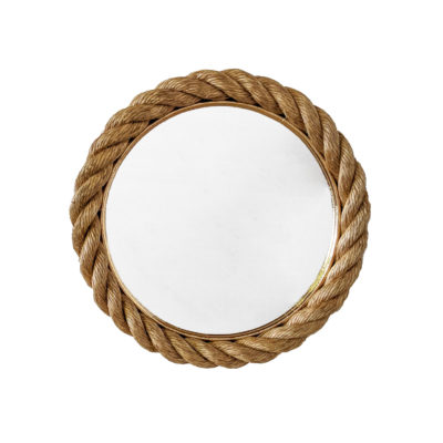 Vintage round rope mirror by Audoux &amp; Minet, 1950