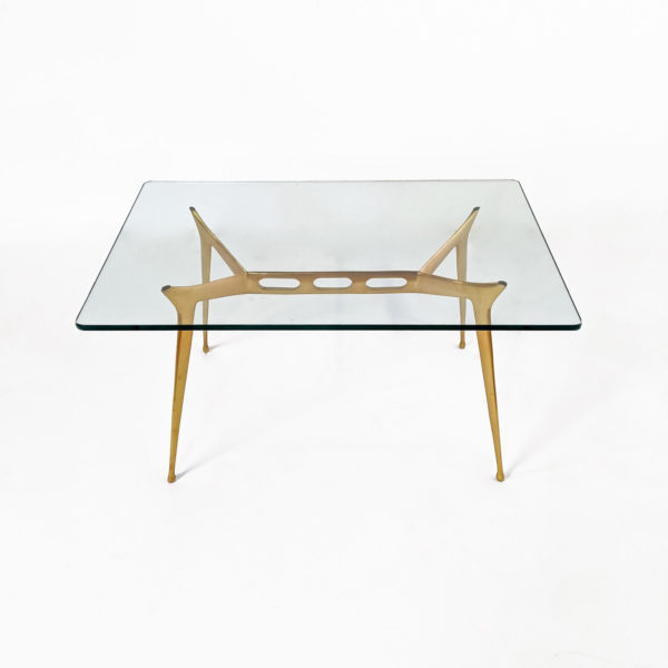 Table basse de Cesare Lacca en laiton et verre, 1950