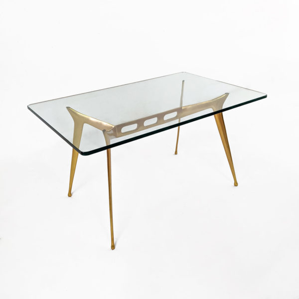 Table basse de Cesare Lacca en laiton et verre, 1950