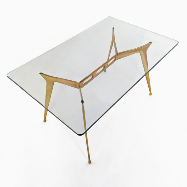 Table basse de Cesare Lacca en laiton et verre, 1950