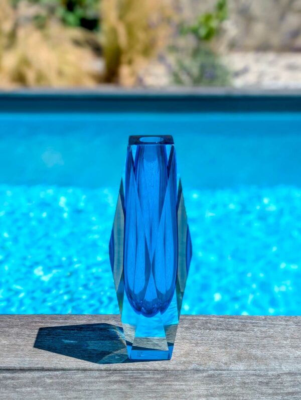Vase bleu en verre de Murano Sommerso, 1970 – Image 5