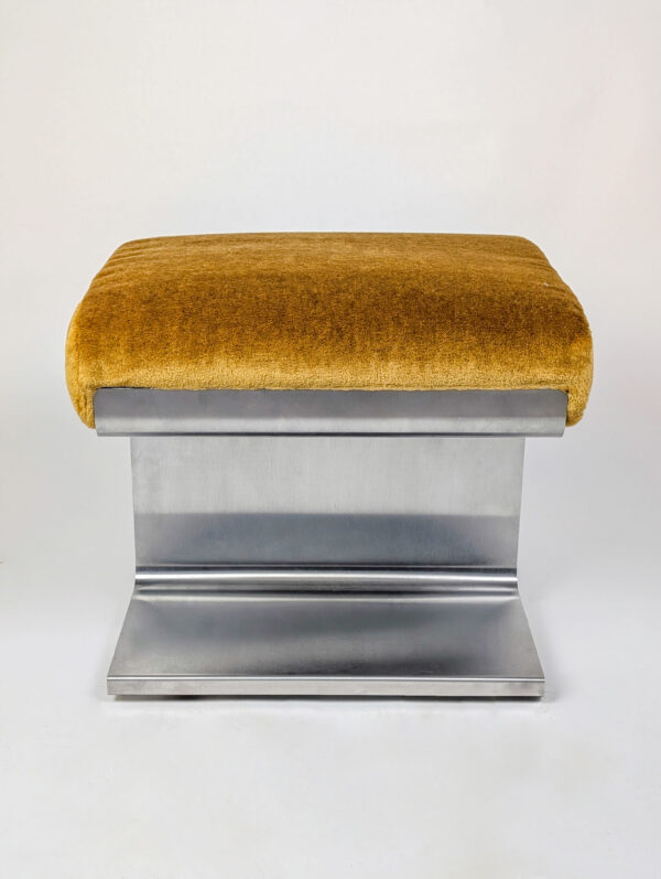 Table basse et tabouret en inox, bureau d'étude Roche Bobois, 1970 – Image 11