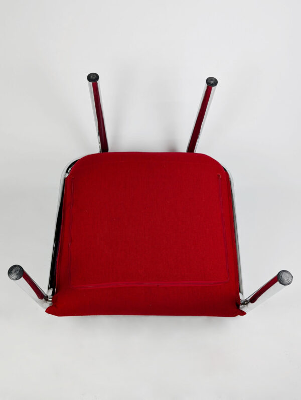 Série de quatre fauteuils italiens en métal chromé et tissu, 1970 – Image 8