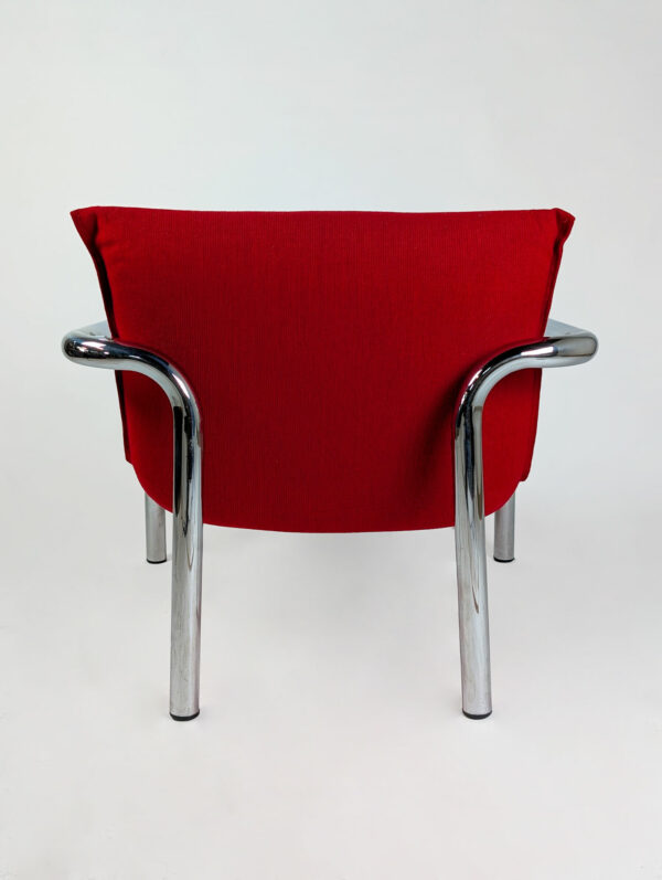Série de quatre fauteuils italiens en métal chromé et tissu, 1970 – Image 5