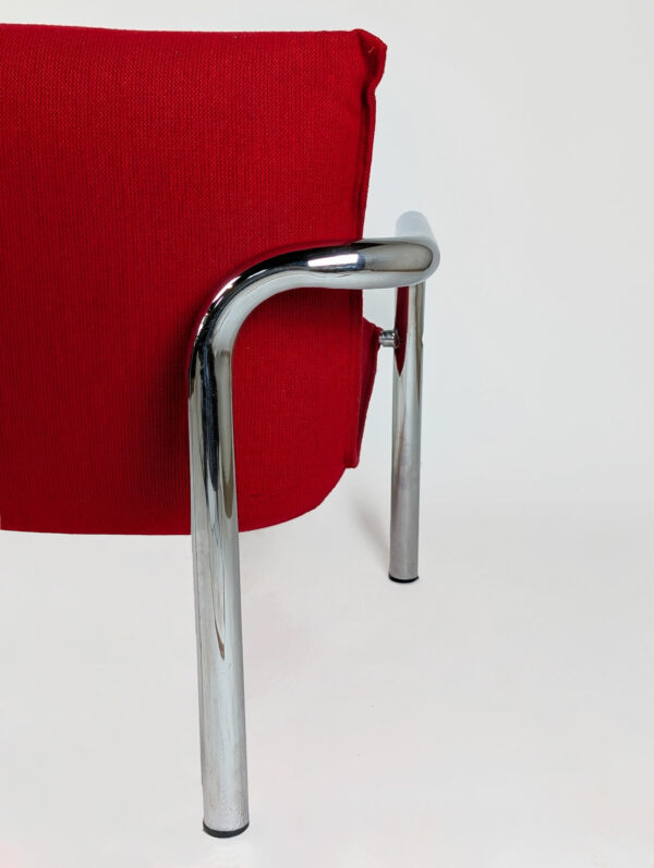 Série de quatre fauteuils italiens en métal chromé et tissu, 1970 – Image 6