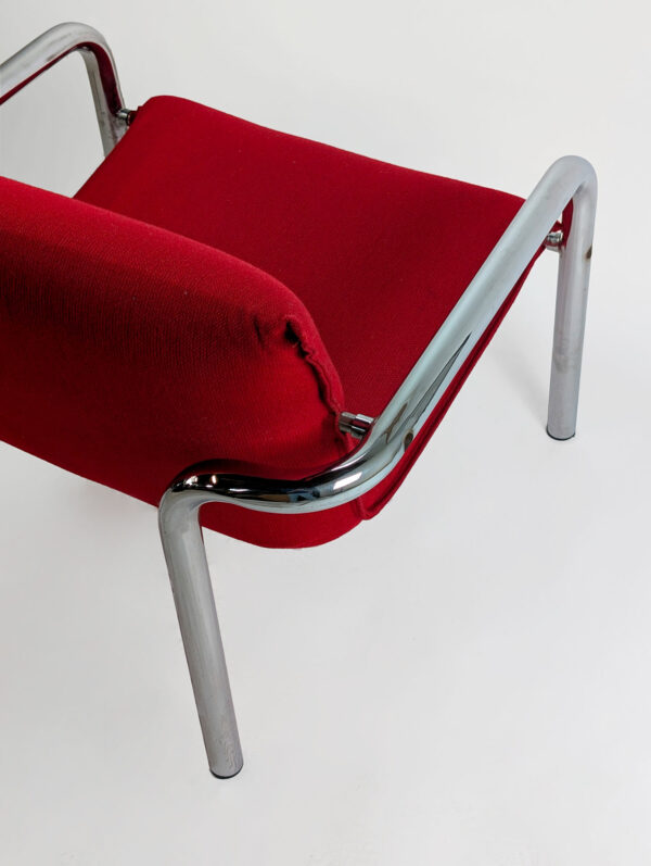 Série de quatre fauteuils italiens en métal chromé et tissu, 1970 – Image 7